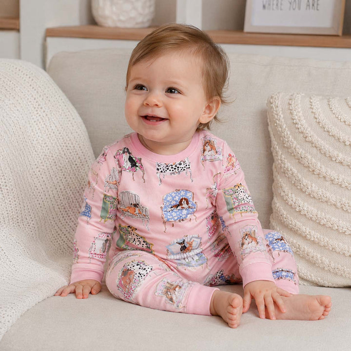 Elegant Chair Dogs Bamboo Two Piece Long Sleeve Pajama Set