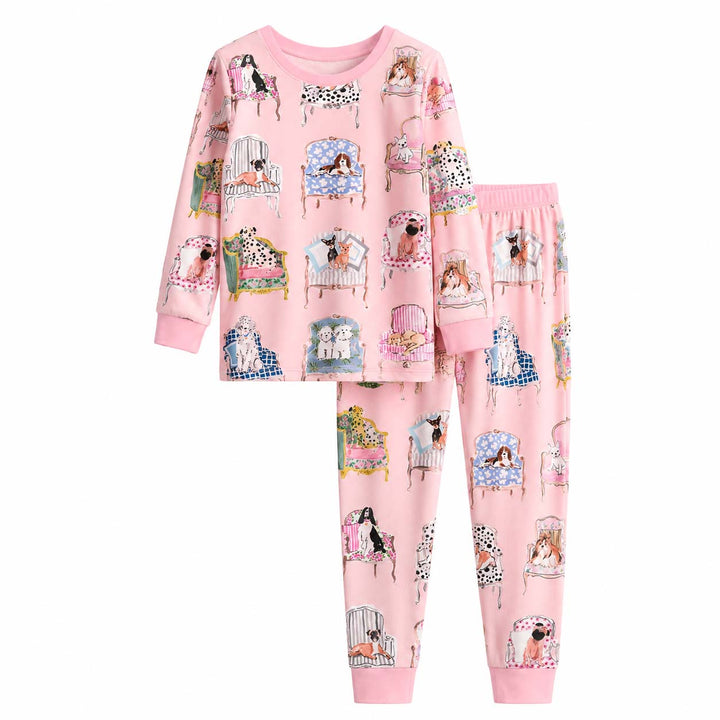 Elegant Chair Dogs Bamboo Two Piece Long Sleeve Pajama Set
