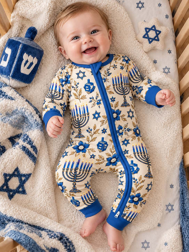 Elegant Hanukkah Menorah Bamboo Convertible Zippy