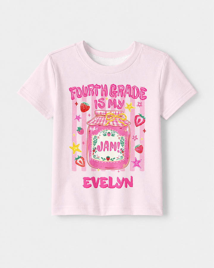 School Coquette Strawberry Custom Name Bamboo Crewneck T-Shirt