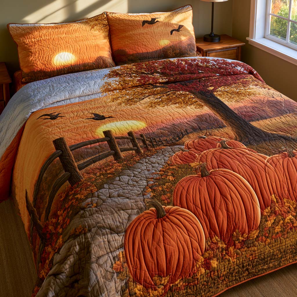 Fall Golden Memories Bamboo Quilt Bedding Set