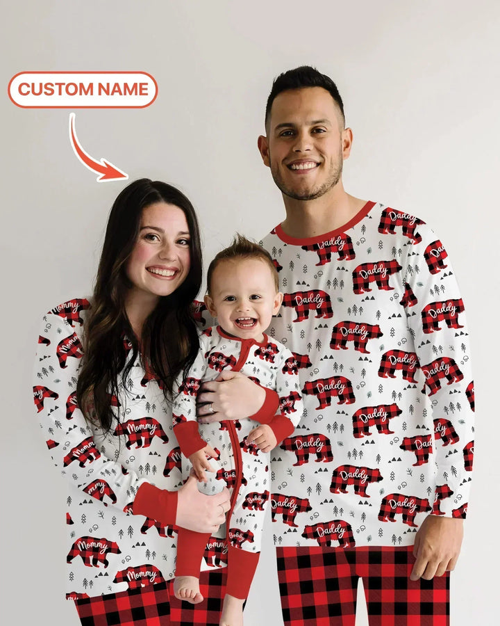 Custom Name Family Bear Matching Bamboo Convertible Zippy