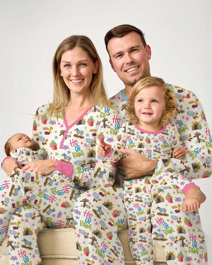 Biblische Geschichte Ostern Familien-Pyjama-Set aus Bambus für Damen