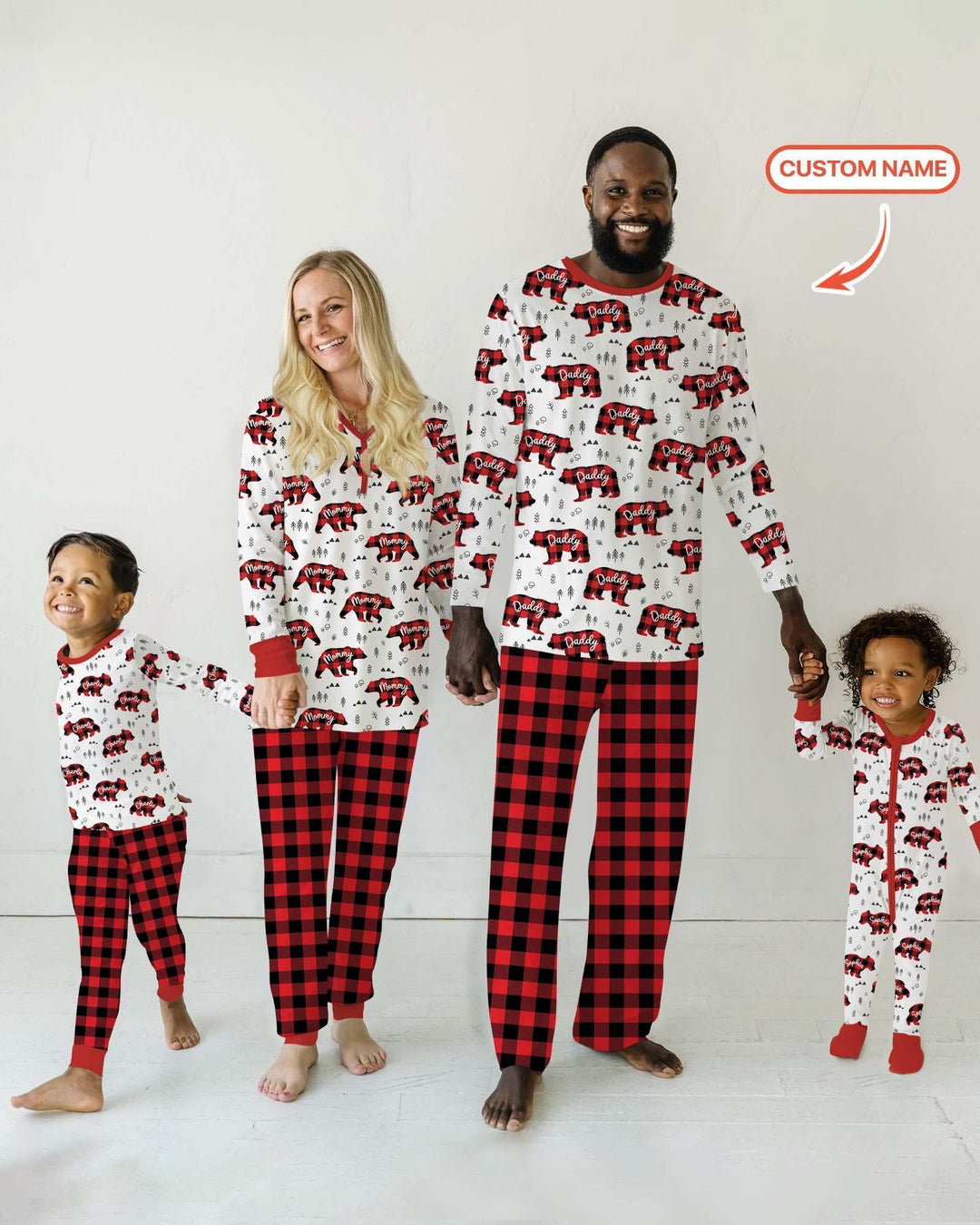 Custom Name Family Bear Matching Bamboo Men's Pajama Set