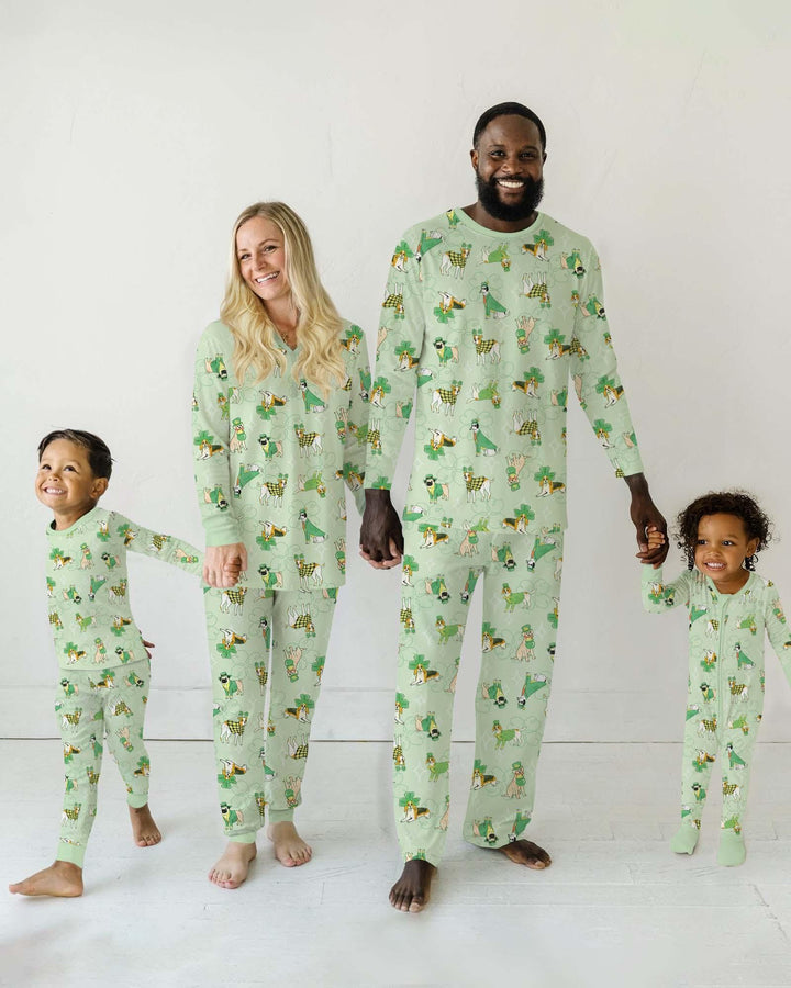 St. Patrick's Day Puppies Bamboo Two Piece Long Sleeve Pajama Set