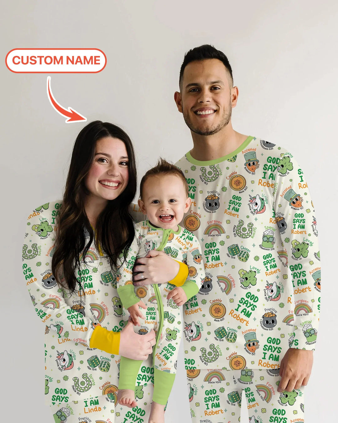 Personalized God Says I Am St. Patrick's Day Family Matching Bamboo Women Pajama Set