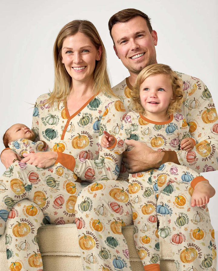 Christian Thanksgiving Two Piece Long Sleeve Pajama Set , Christian Thanksgiving Two Piece Long Sleeve Pajama Set - 12-18M / Chocolate Brown