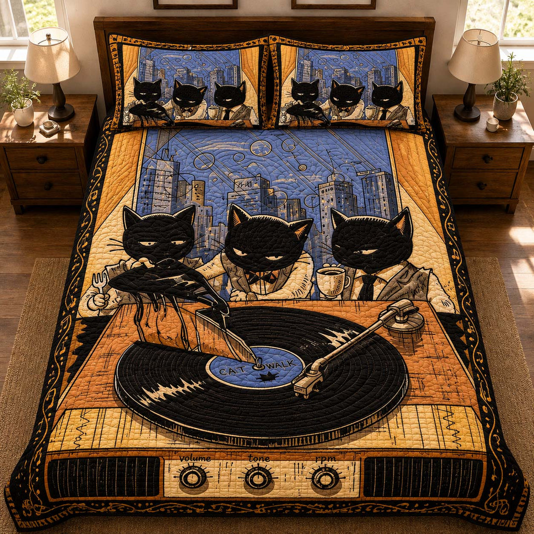 Feline Vinyl Society Bamboo Quilt Bedding Set