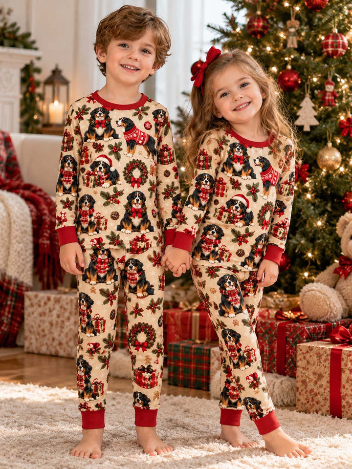 Festive Bernese Christmas Bamboo Two Piece Long Sleeve Pajama Set