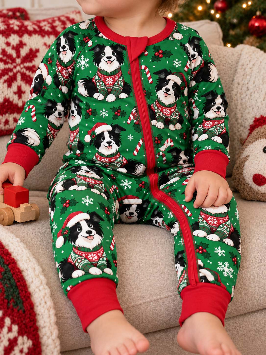 Festive Border Collie Christmas Bamboo Convertible Zippy