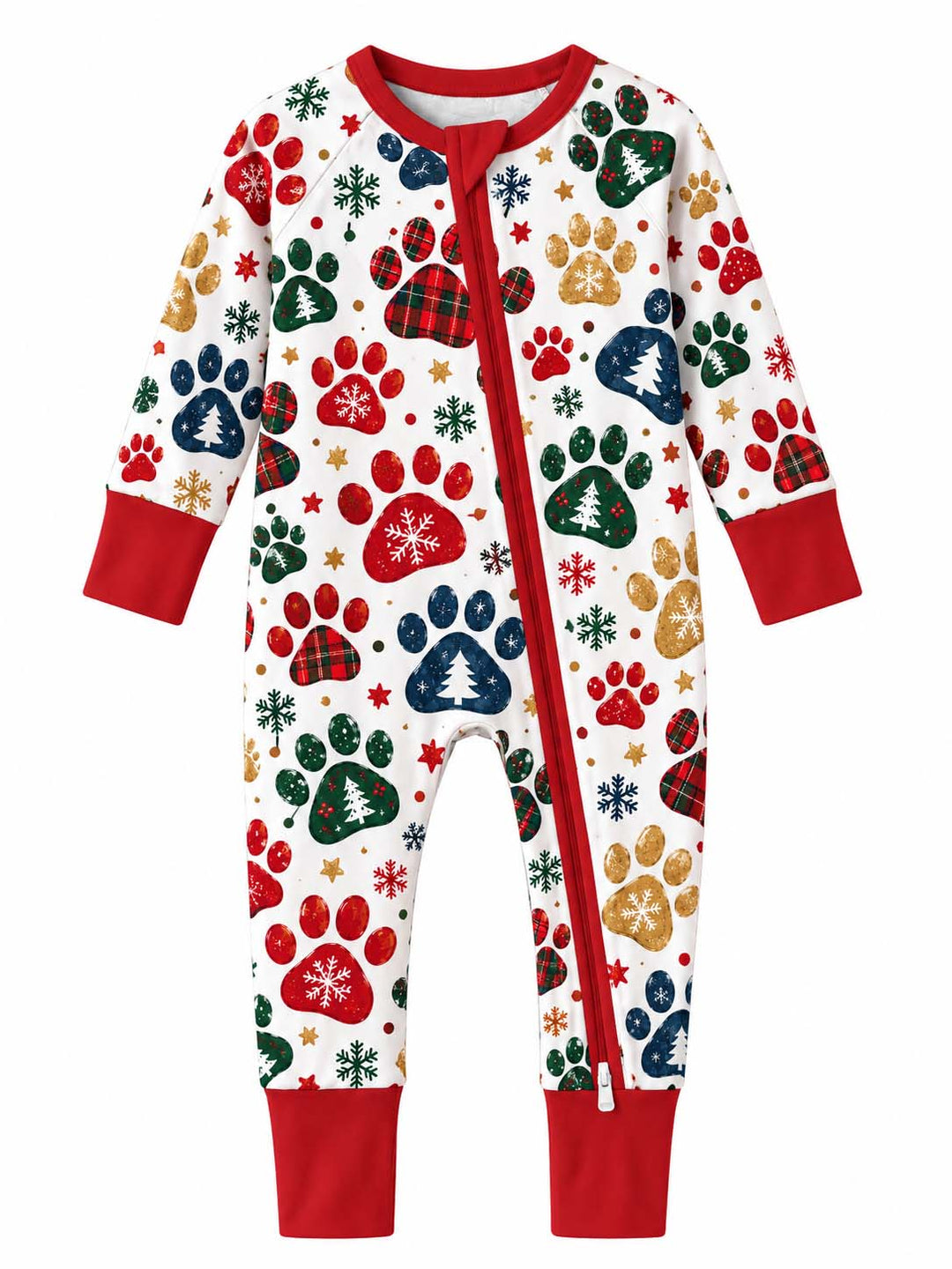Festive Christmas Paw Prints Bamboo Convertible Zippy