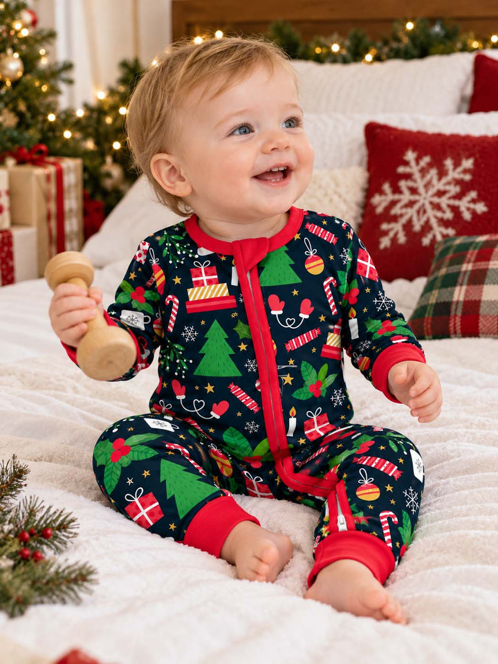 Festive Navy Christmas Bamboo Convertible Zippy