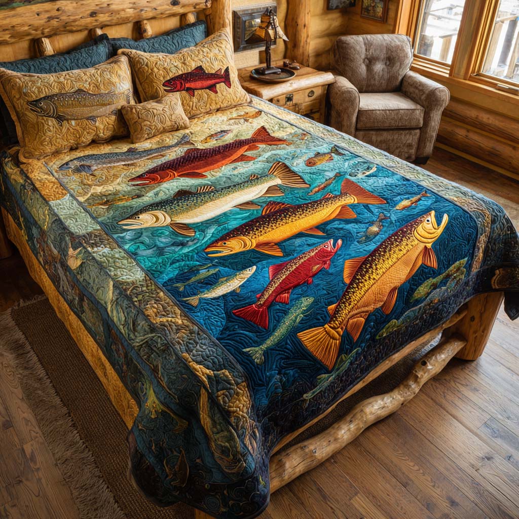 Fishing Happy Moments Bamboo Quilt Bedding Set