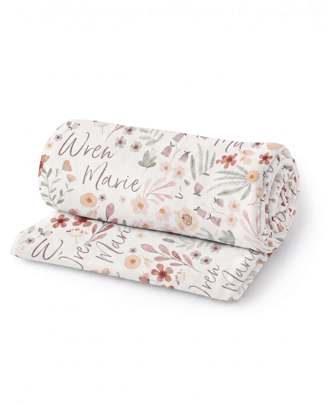 Personalized Wren's Wildflower Bamboo Swaddle Blanket