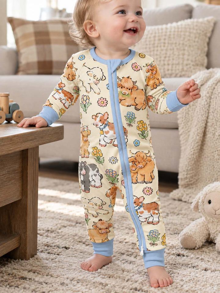 Floral Baby Cows Bamboo Convertible Zippy