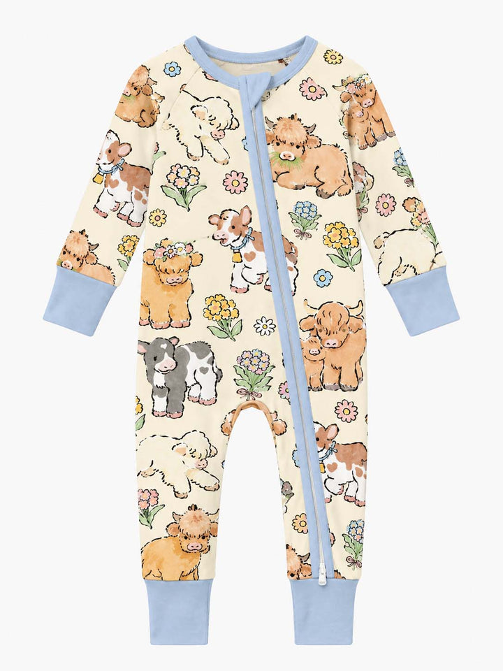 Floral Baby Cows Bamboo Convertible Zippy