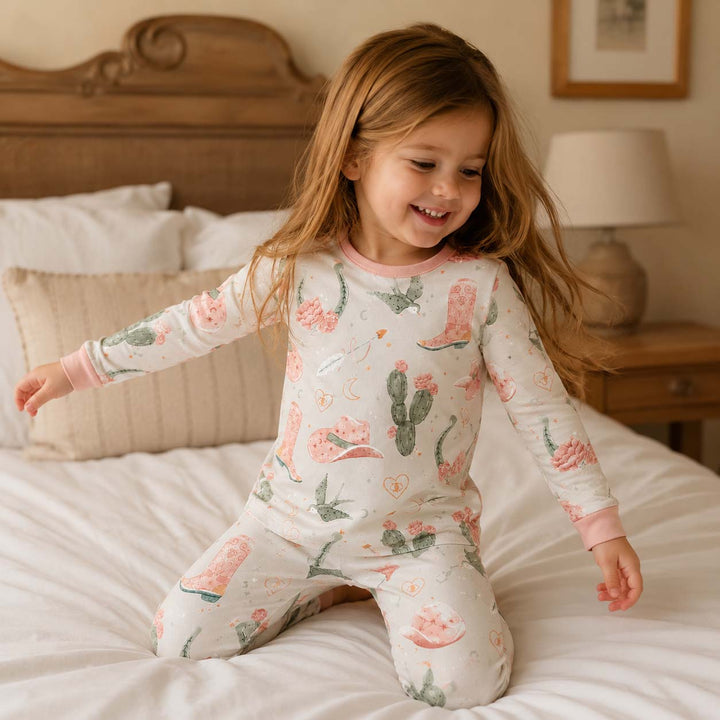 Floral Desert Cowgirl Bamboo Two Piece Long Sleeve Pajama Set