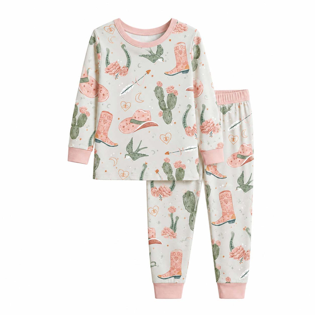 Floral Desert Cowgirl Bamboo Two Piece Long Sleeve Pajama Set