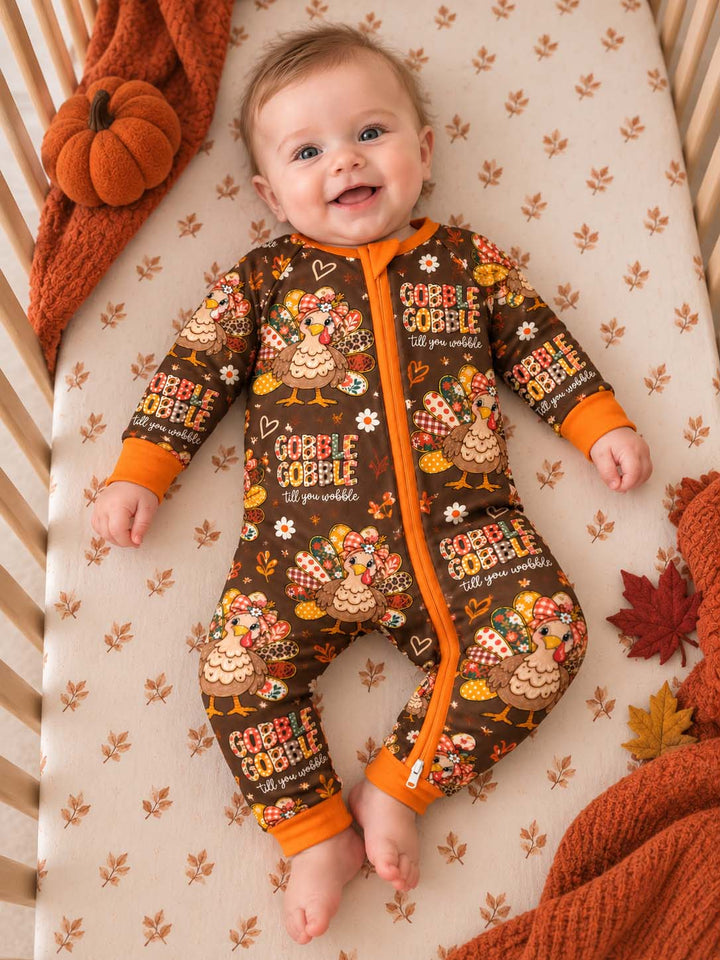Floral Gobble Gobble Turkey Bamboo Convertible Zippy
