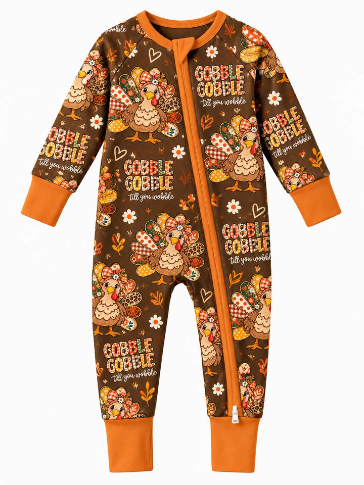 Floral Gobble Gobble Turkey Bamboo Convertible Zippy