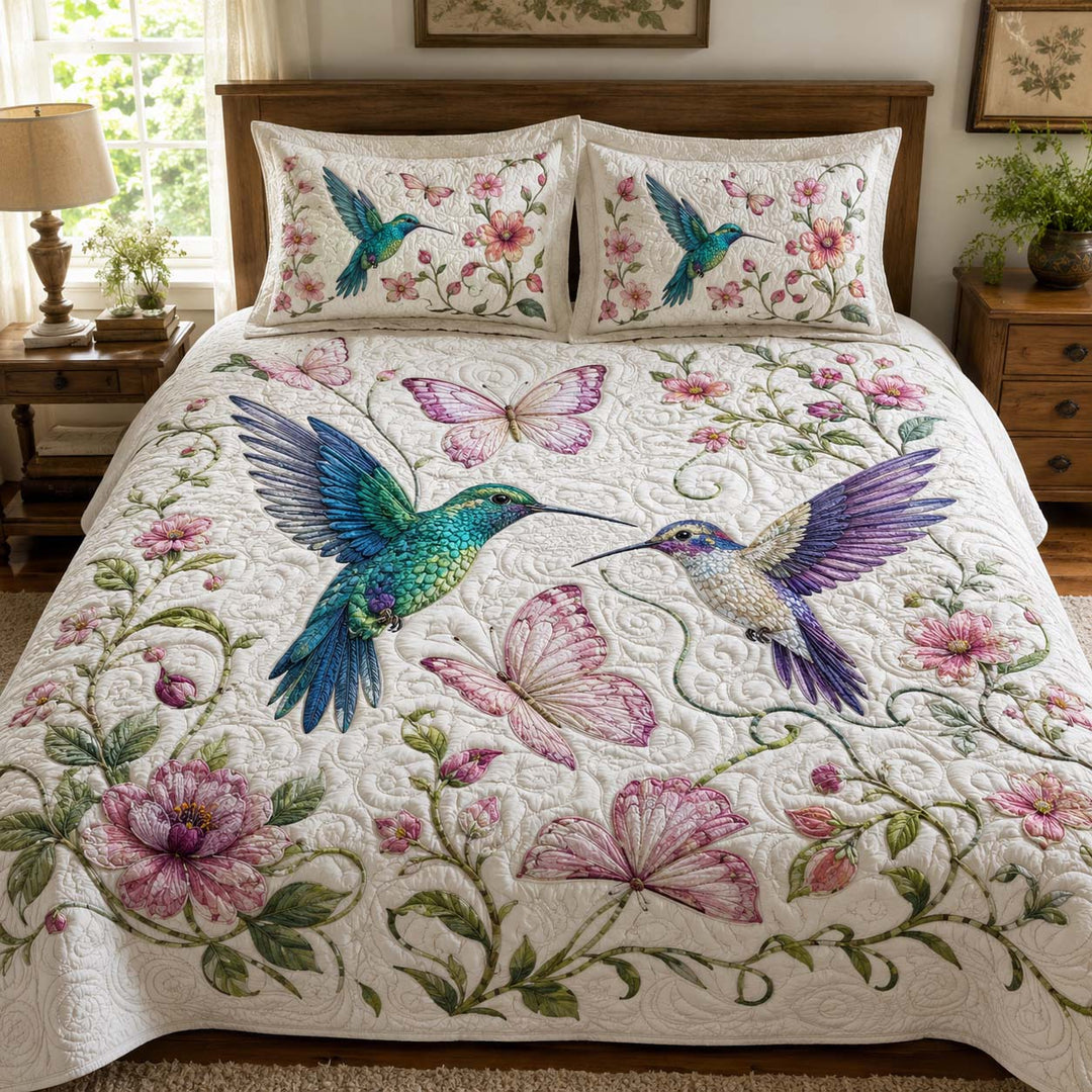 Floral Harmony Design Bamboo Quilt Bedding Set