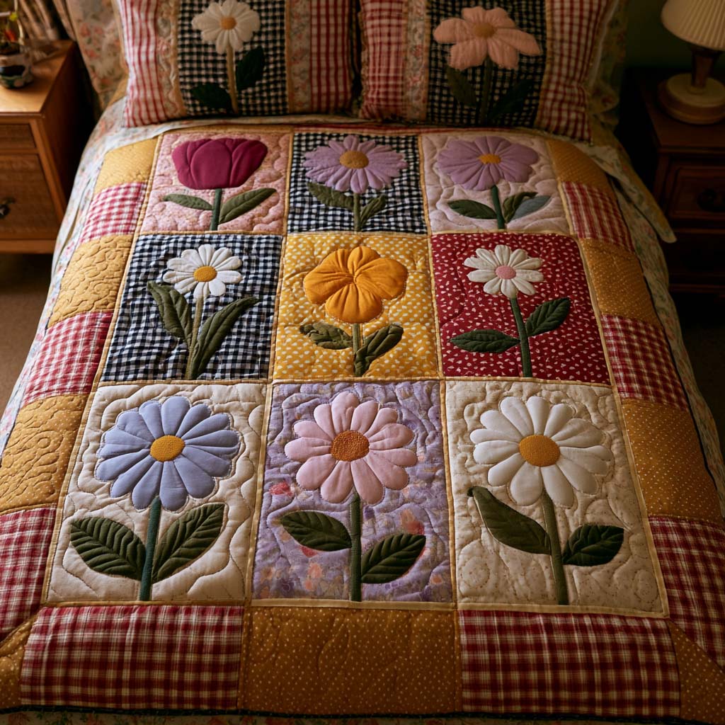 Floral Harmony Bamboo Quilt Bedding Set