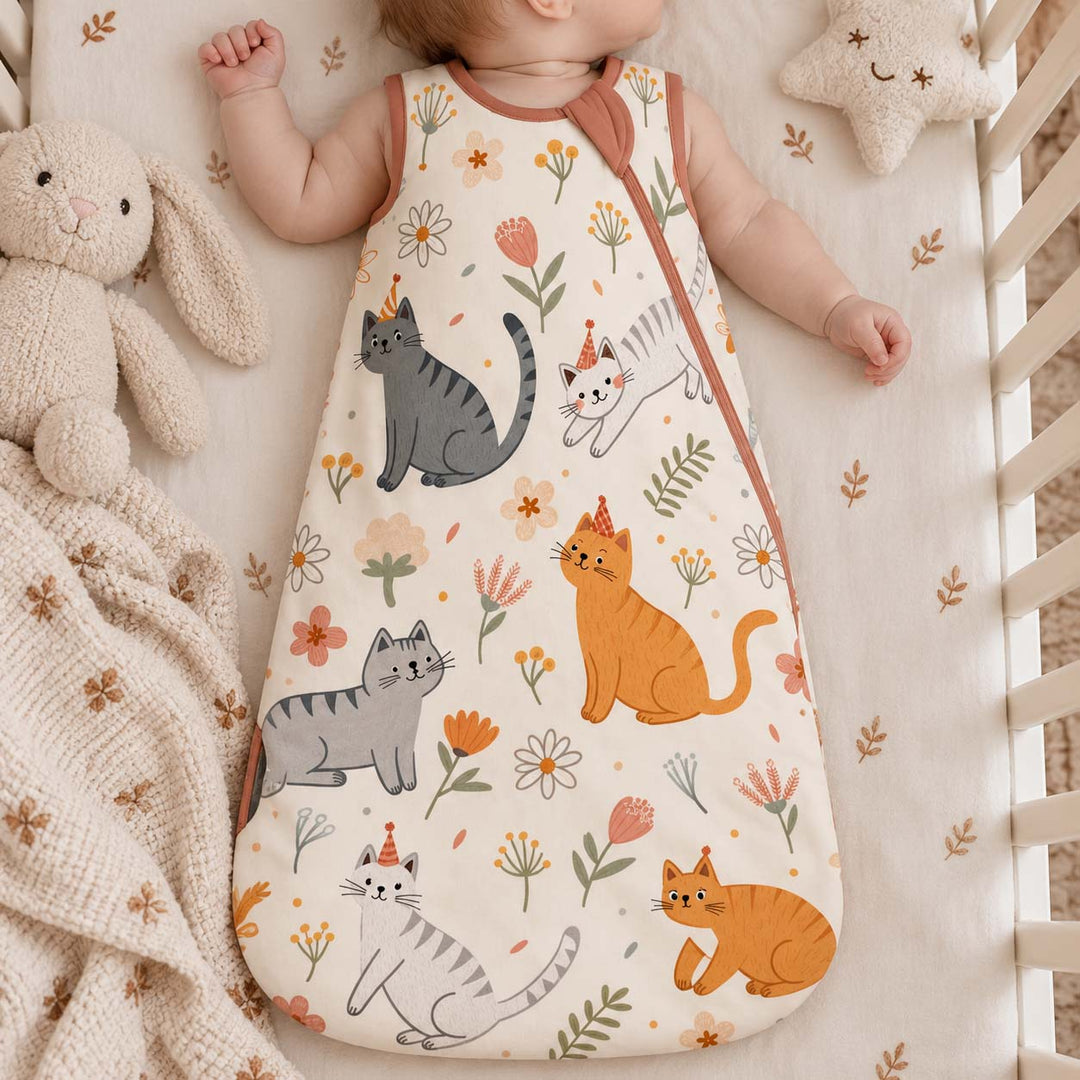 Floral Party Cats Bamboo Sleep Bag