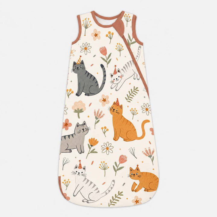Floral Party Cats Bamboo Sleep Bag
