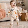 Floral Party Cats Bamboo Two Piece Long Sleeve Pajama Set