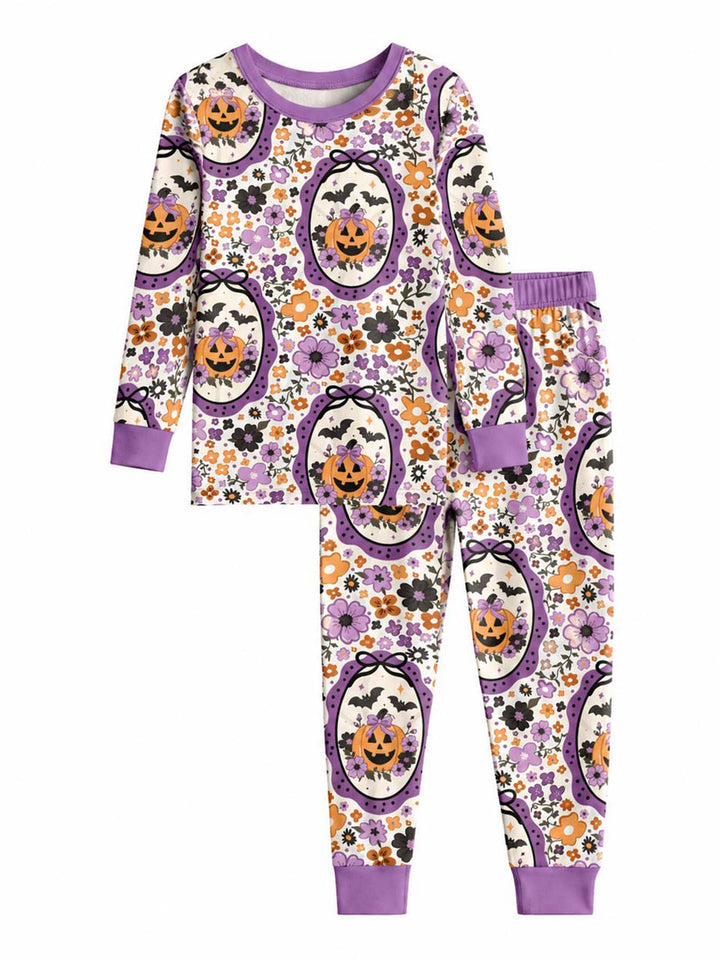 Floral Pumpkin Halloween Bamboo Men's Pajama Set