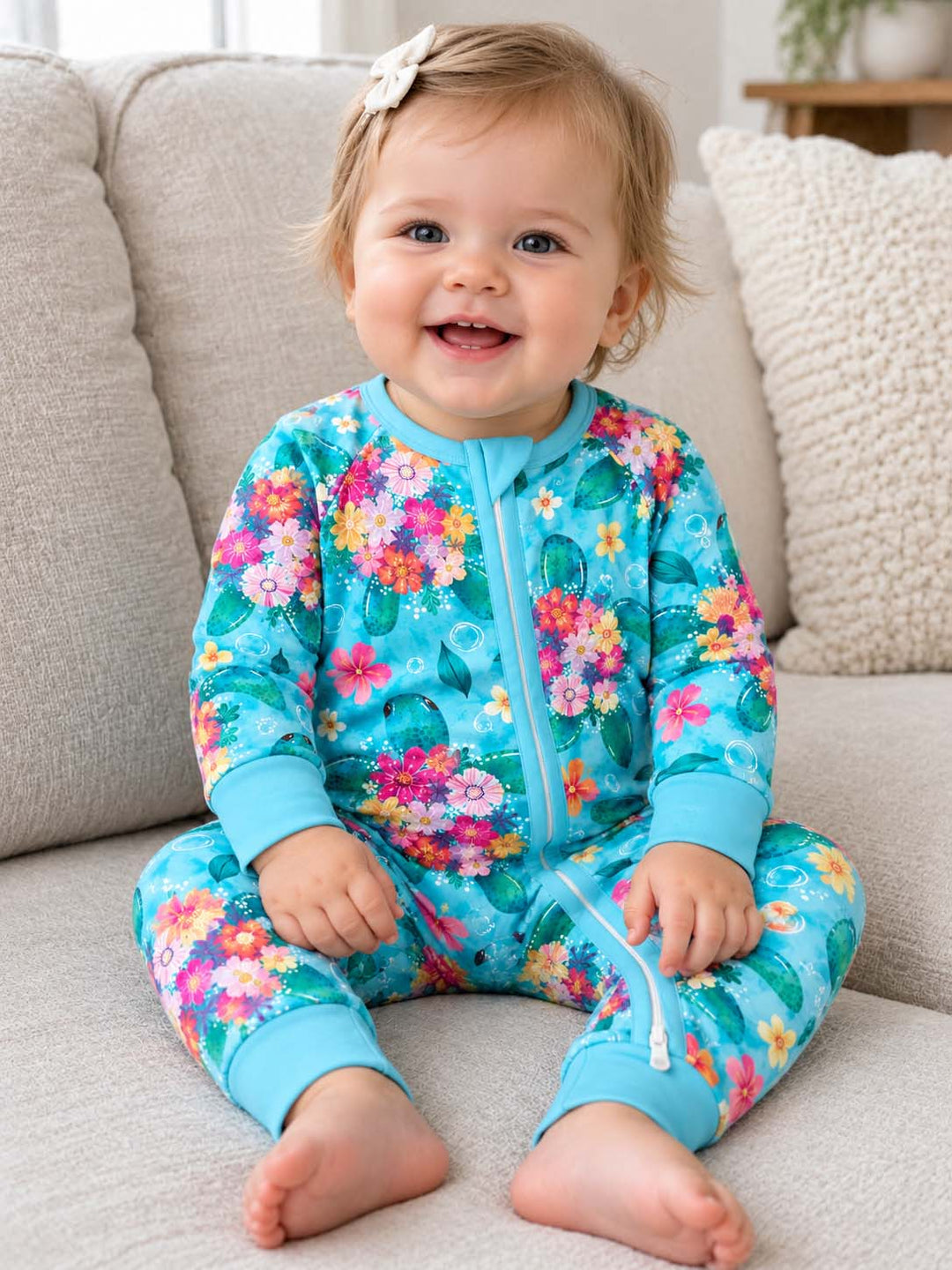 Floral Sea Turtle Bamboo Convertible Zippy