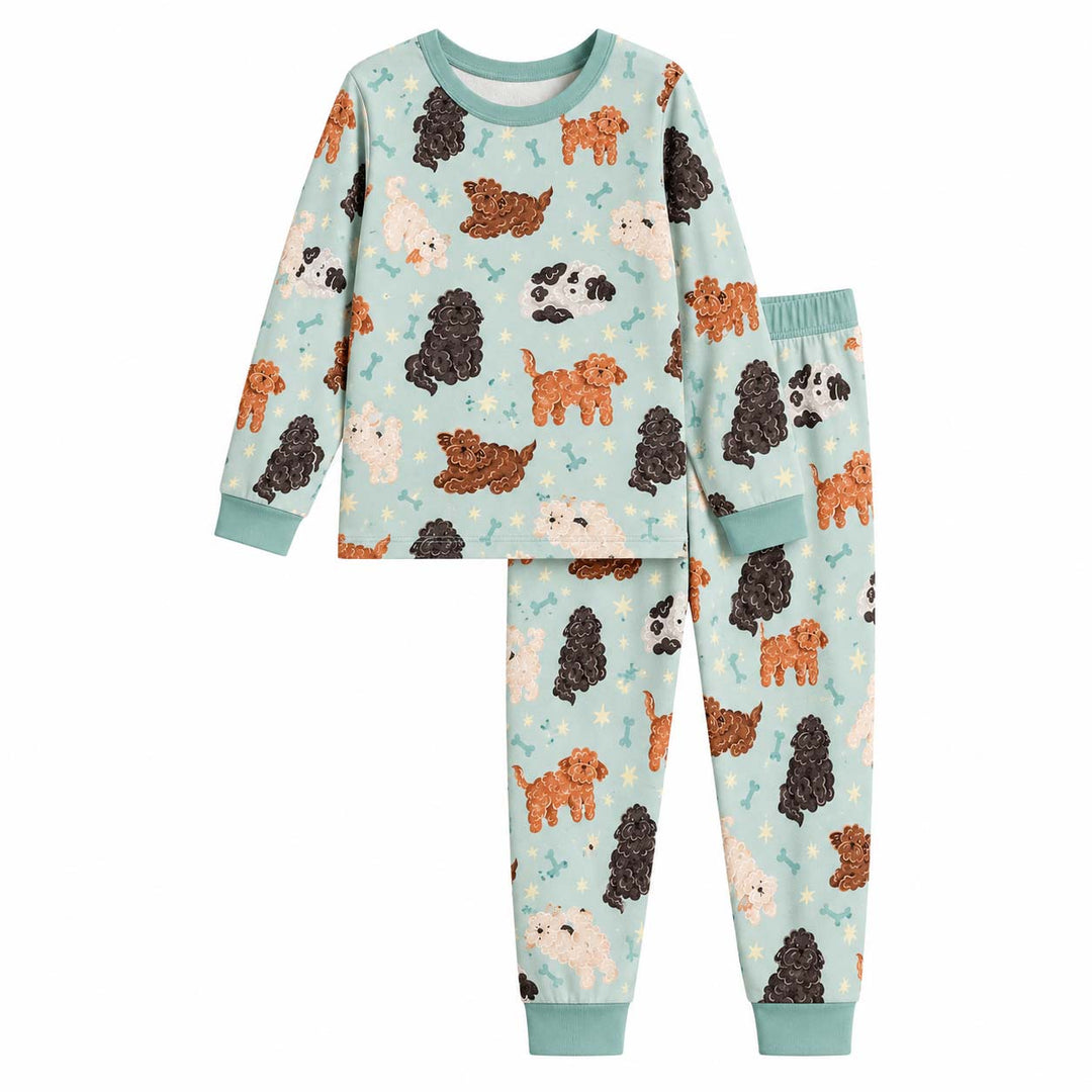 Fluffy Puppy Friends Bamboo Two Piece Long Sleeve Pajama Set