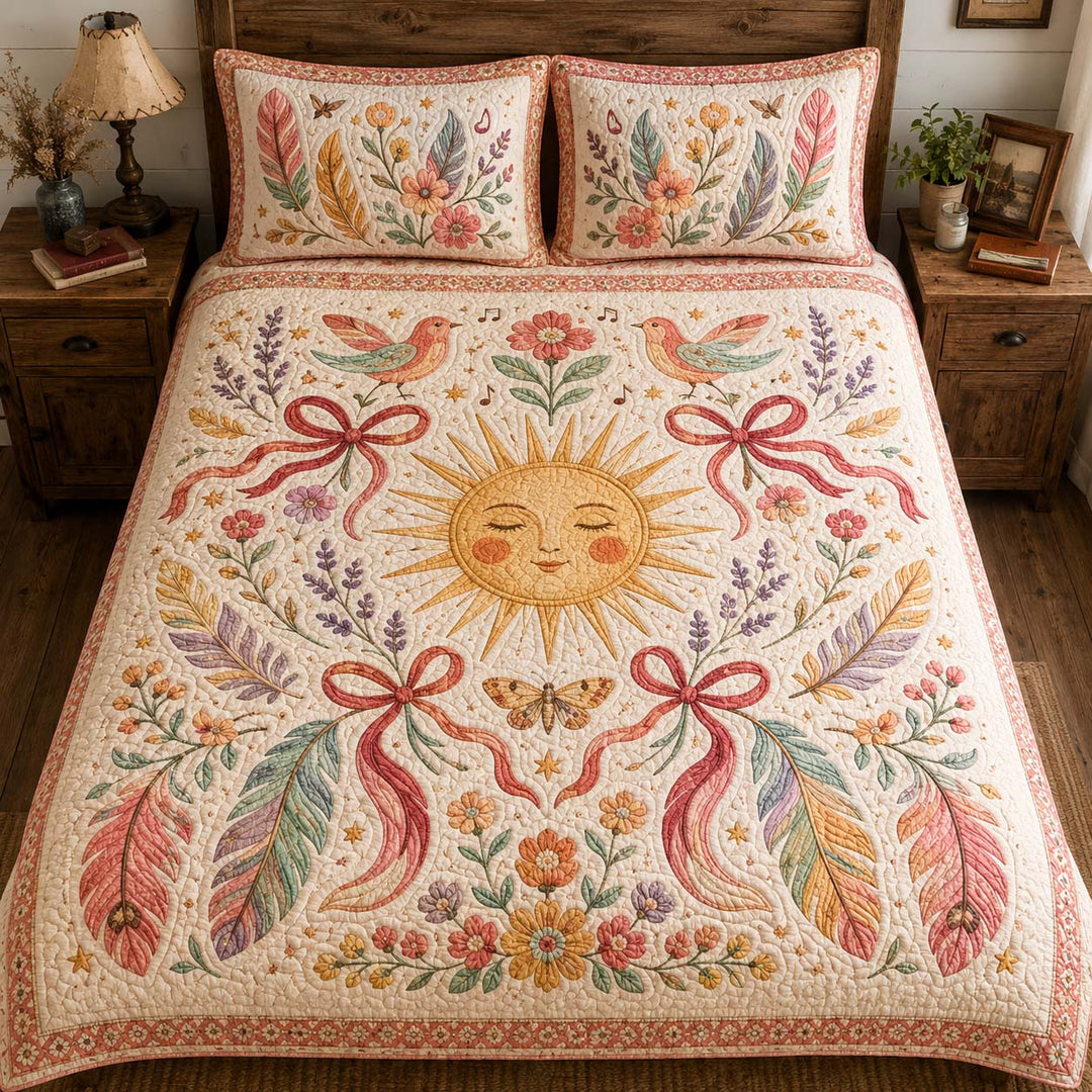 Folk Celestial Garden Bamboo Quilt Bedding Set