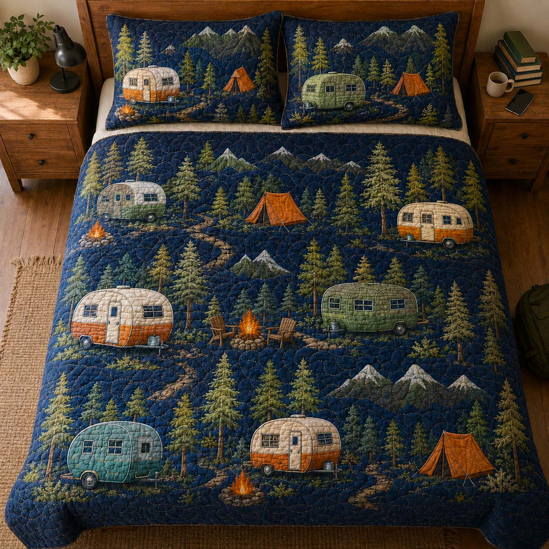 Forest Camper Nights Bamboo Quilt Bedding Set