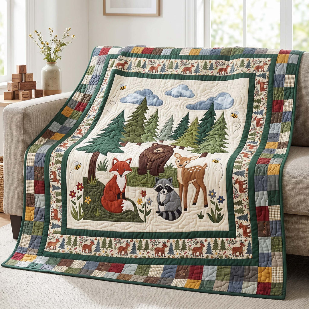 Forest Friends Forever Bamboo Quilt Blanket