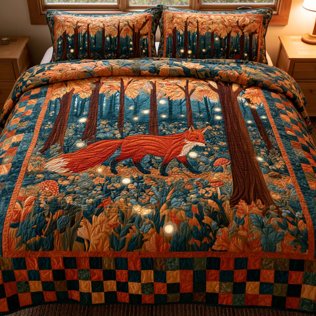 Fox Forest Bamboo Quilt Bedding Set