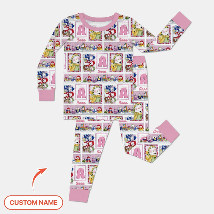 Frosty Friends Custom Name Bamboo Two Piece Long Sleeve Pajama Set