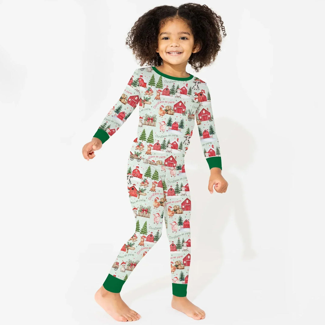Zweiteiliges Langarm-Pyjama-Set mit Sommerfrüchten
