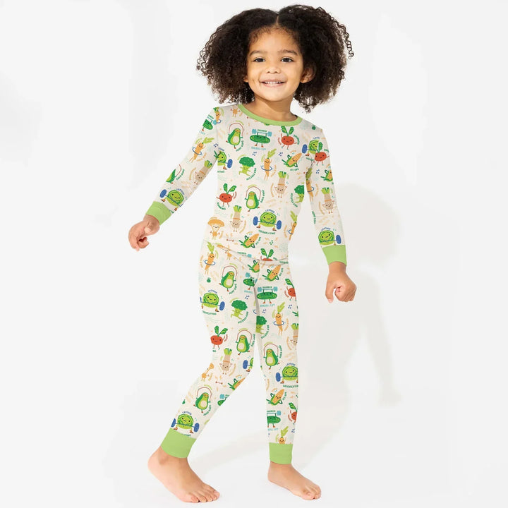 Zweiteiliges Langarm-Pyjama-Set mit Sommerfrüchten
