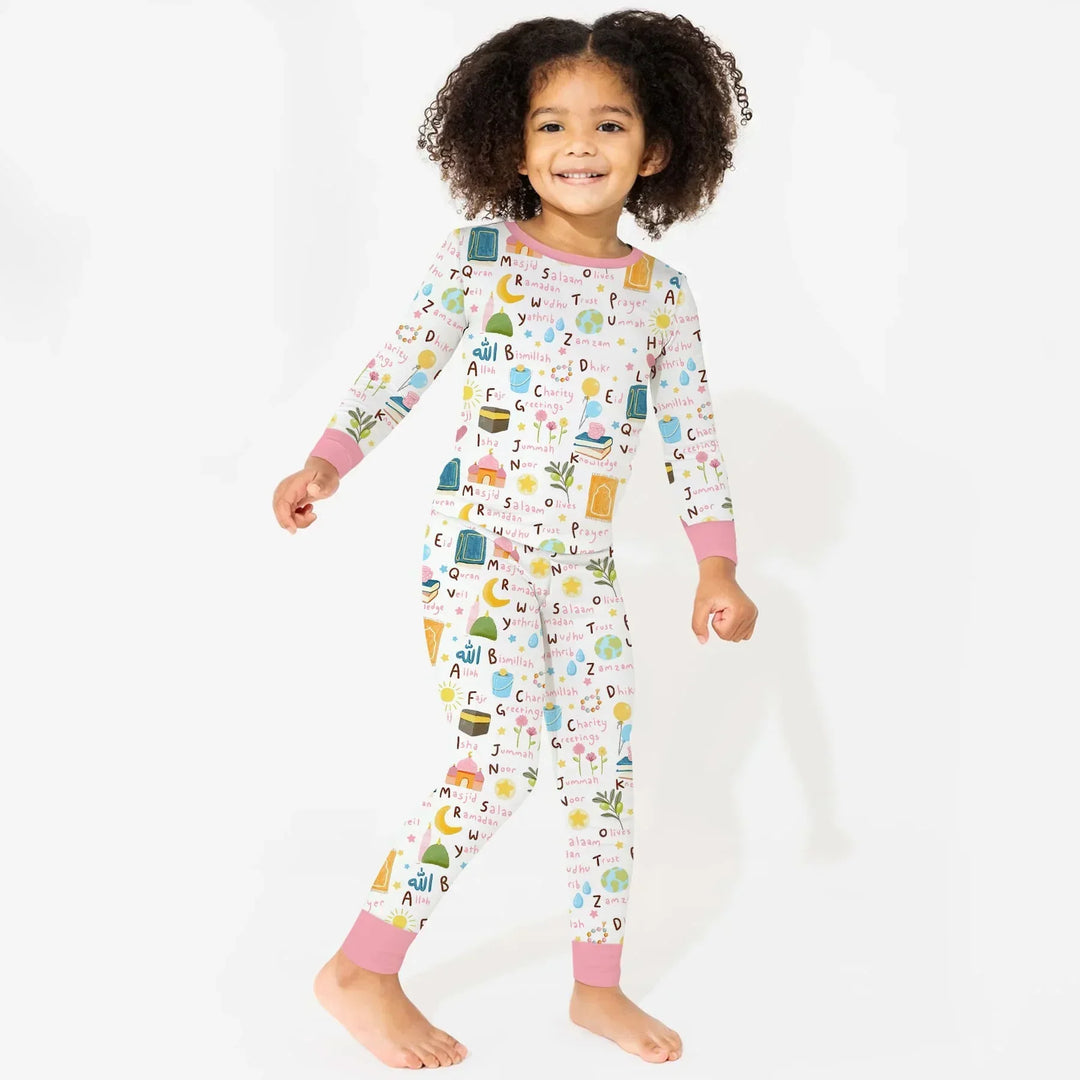 Zweiteiliges Langarm-Pyjama-Set mit Sommerfrüchten