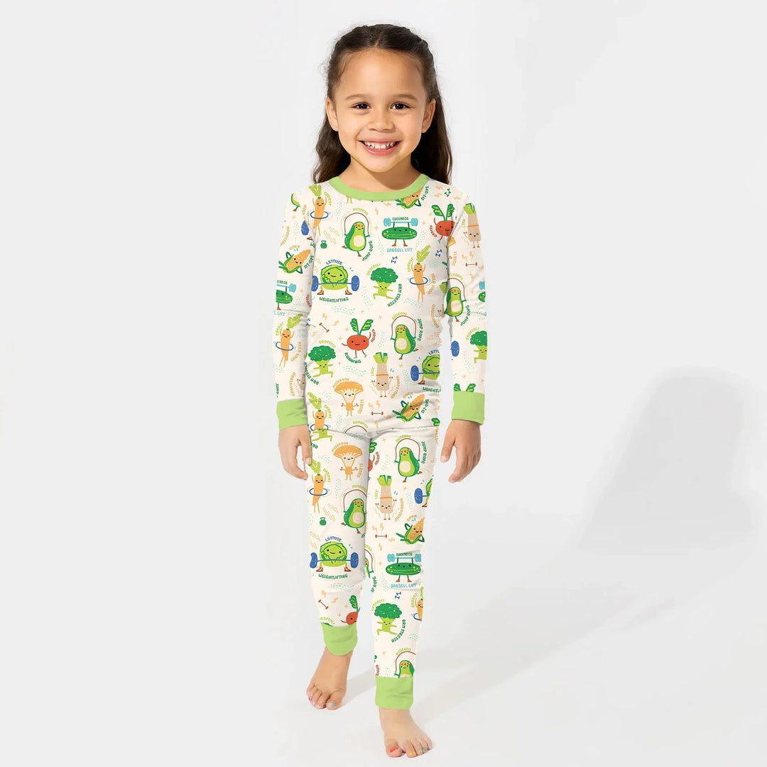 Zweiteiliges Langarm-Pyjama-Set mit Sommerfrüchten