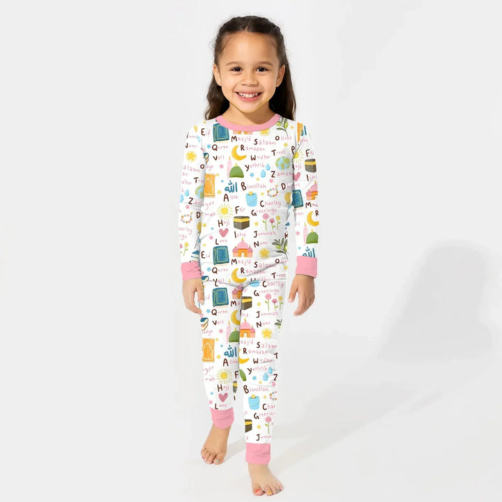 Zweiteiliges Langarm-Pyjama-Set mit Sommerfrüchten