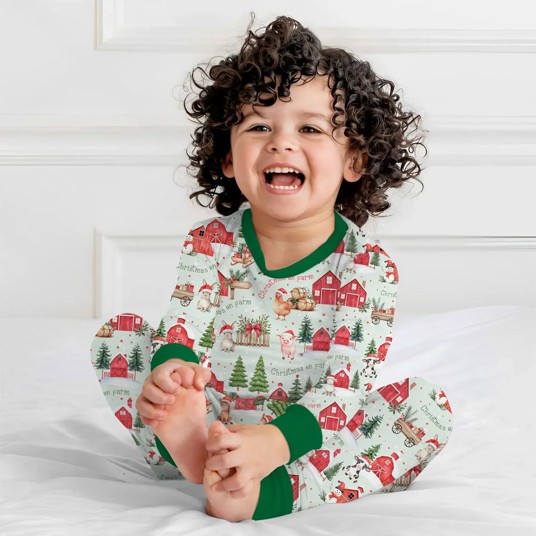 Zweiteiliges Langarm-Pyjama-Set mit Sommerfrüchten