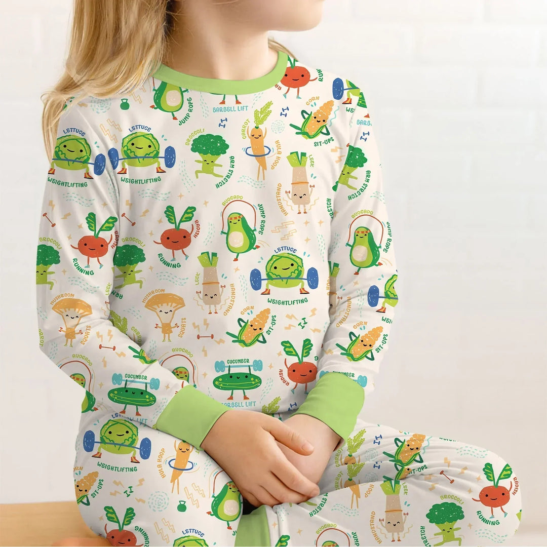 Zweiteiliges Langarm-Pyjama-Set mit Sommerfrüchten