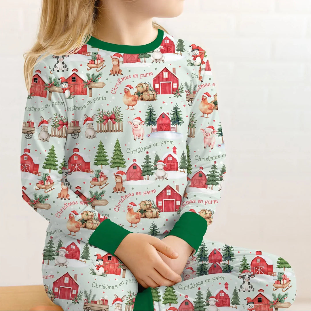 Zweiteiliges Langarm-Pyjama-Set mit Sommerfrüchten