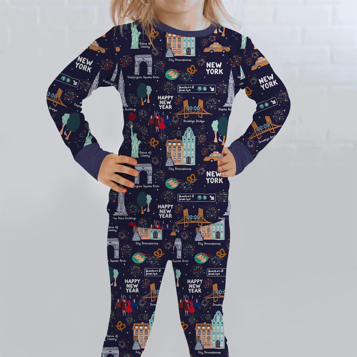New York New Year Eve Bamboo Two Piece Long Sleeve Pajama Set