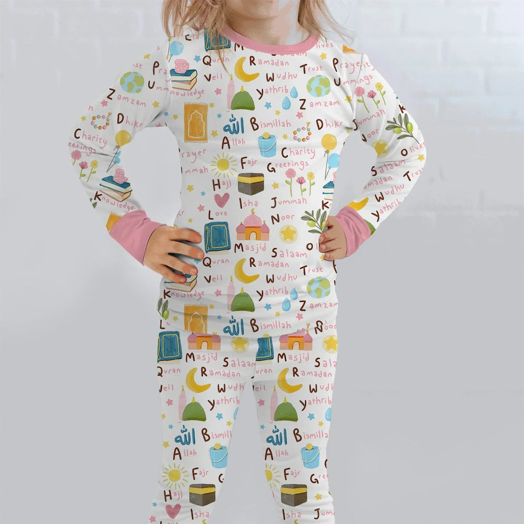 Zweiteiliges Langarm-Pyjama-Set mit Sommerfrüchten