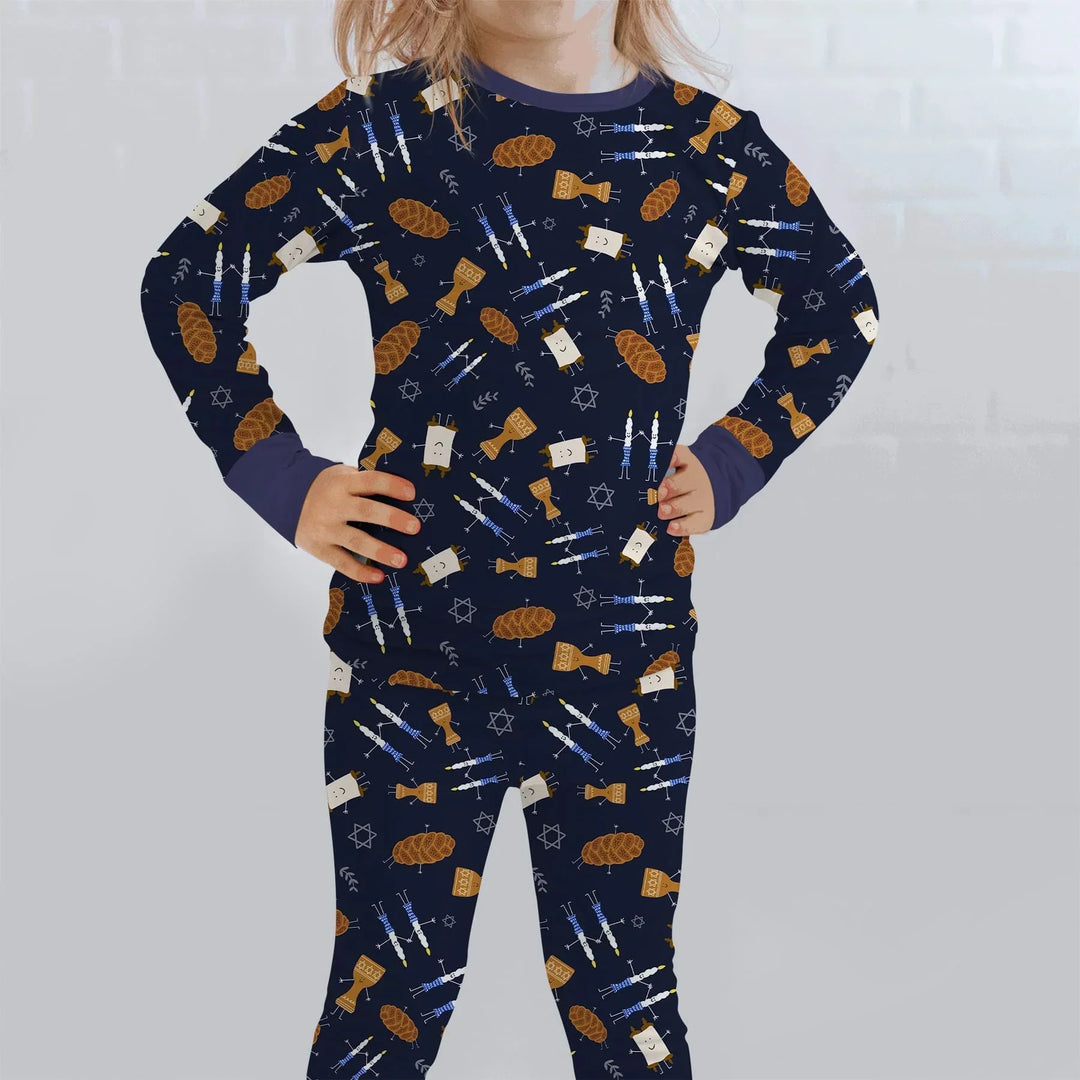 Zweiteiliges Langarm-Pyjama-Set mit Sommerfrüchten