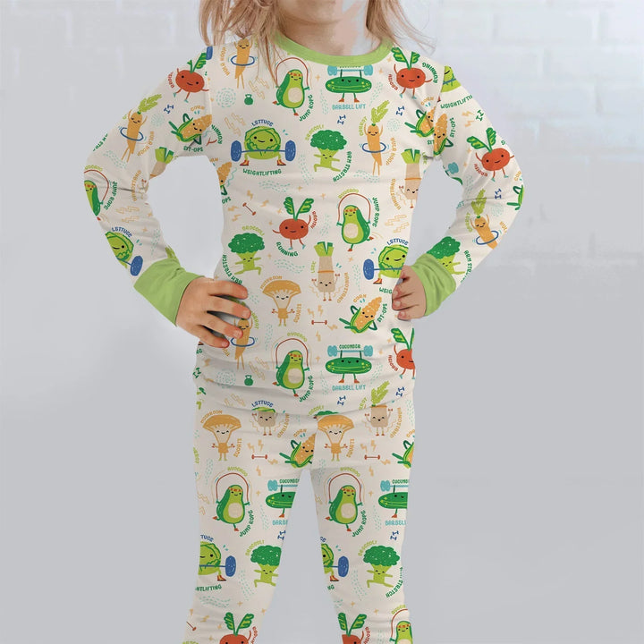 Zweiteiliges Langarm-Pyjama-Set mit Sommerfrüchten