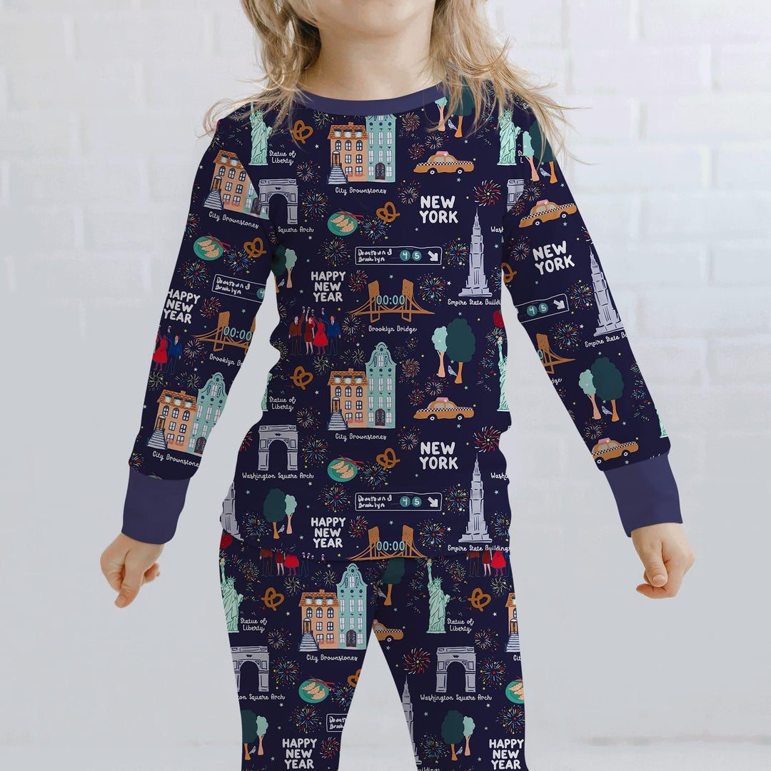 New York New Year Eve Bamboo Two Piece Long Sleeve Pajama Set